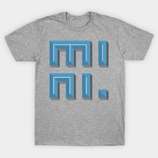 Super 3D MINI text in blue T-Shirt